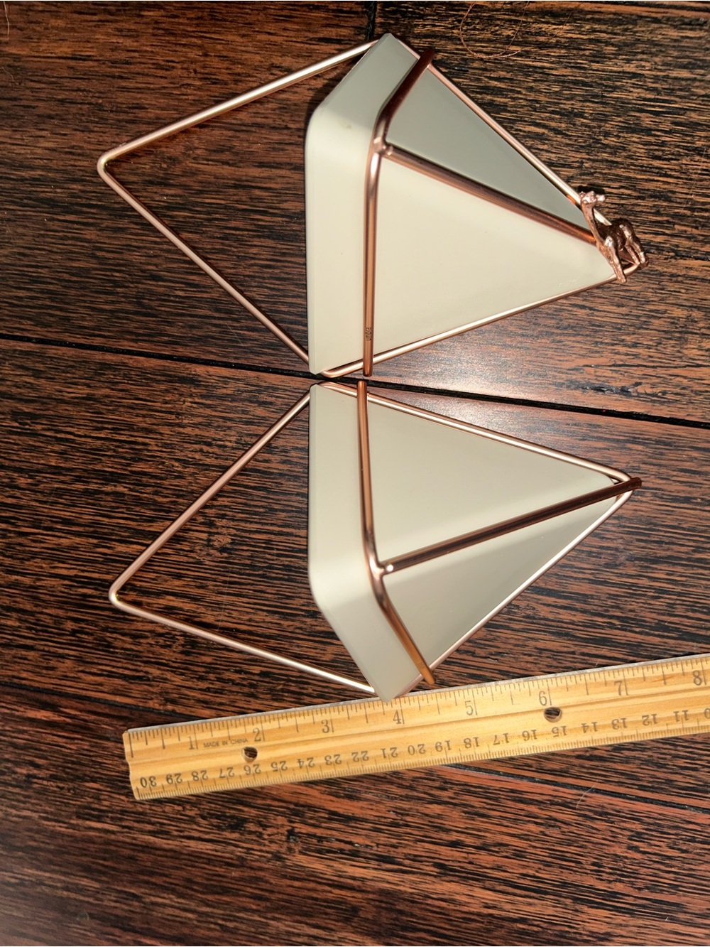 Geometric Triangle Hanging Planter Pair in White and Rose Gold